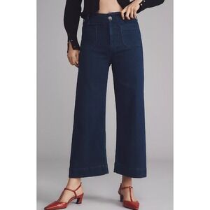 MAEVE The Colette Crop High-Rise Wide-Leg Jeans In Dark Denim Women Size 29 Tall